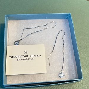 Pull through dangle crystal Swarovski earrings new in box